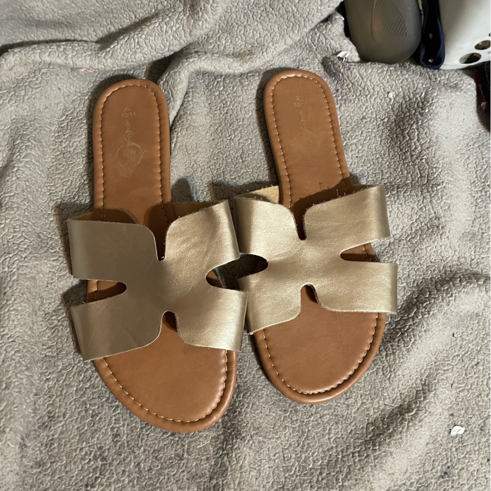 Elegant Metallic Slide Sandals
